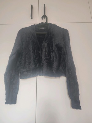 Black fluffy bolero jacket medium in excellent condition with one button