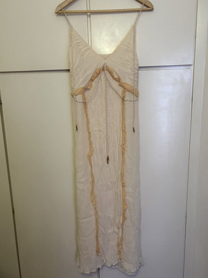 Zara premium midi φόρεμα σαν καινούργιο, μπεζ, boho στυλ