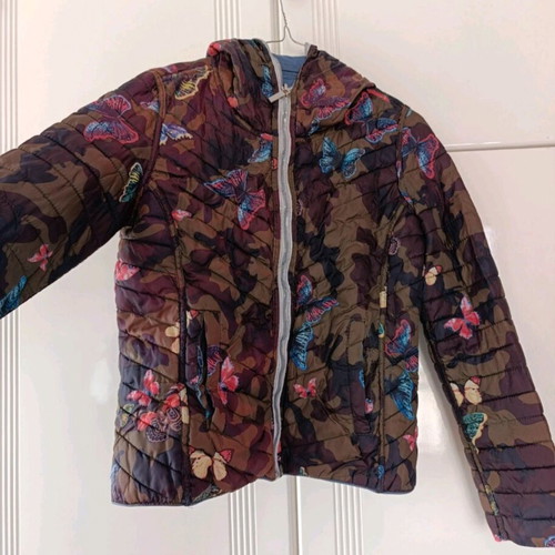 Women's double-faced spring jacket like new, blue multicolor, size S