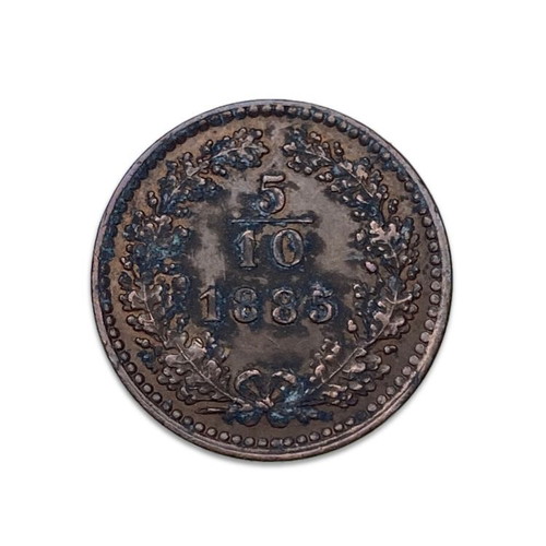 Austria 1885 5/10 Kreuzer coin used