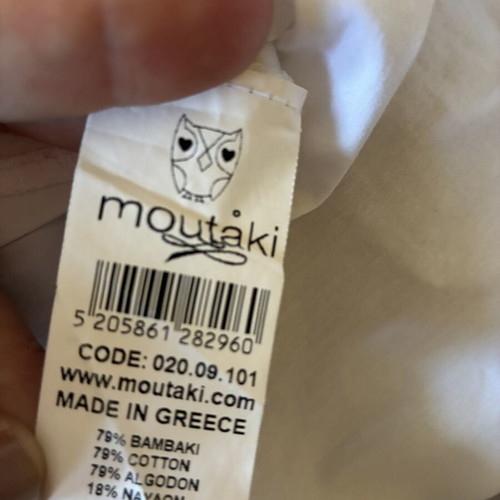 Moutaki Crisp White Cotton Blend Boxy Shirt with Puffy Sleeves like new