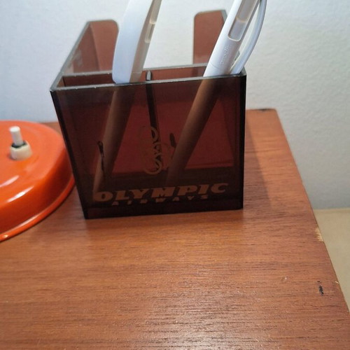 Olympic Airways pencil holder used with signs of wear and age