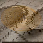  Αντίκα τραπεζάκι μπρούτζινο ξύλινα πόδια 1940-1950
