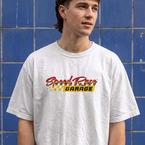 T-Shirt Speed Racer Garage new, unisex, white, sizes M-L-XL