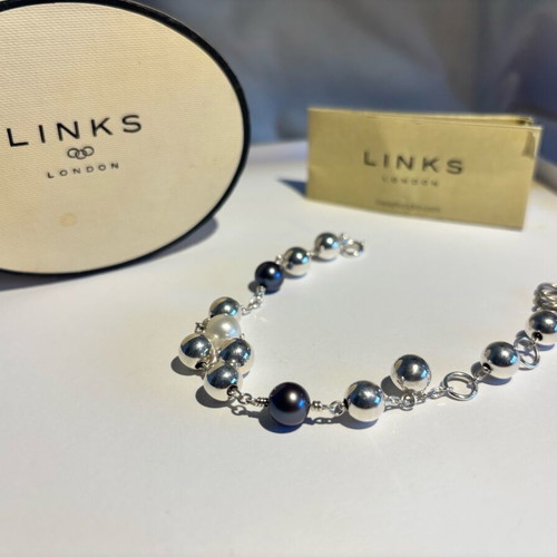 Links London Silver Bracelet 925 with Pearls and Hematite like new