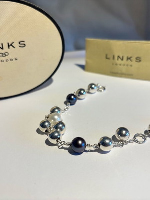 Links London Silver Bracelet 925 with Pearls and Hematite like new