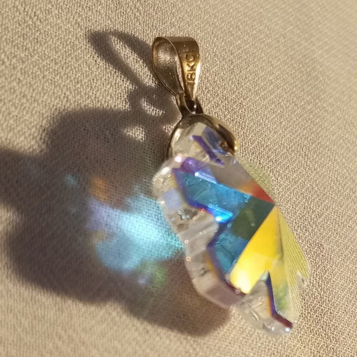 Silver necklace 925 with gold-plated crystal pendant like new