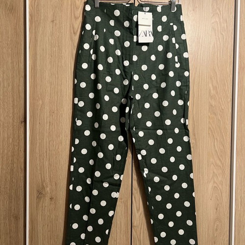Linen pants Zara new, khaki women's