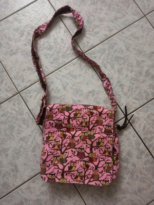 Crossbody bag with owls like new, pink