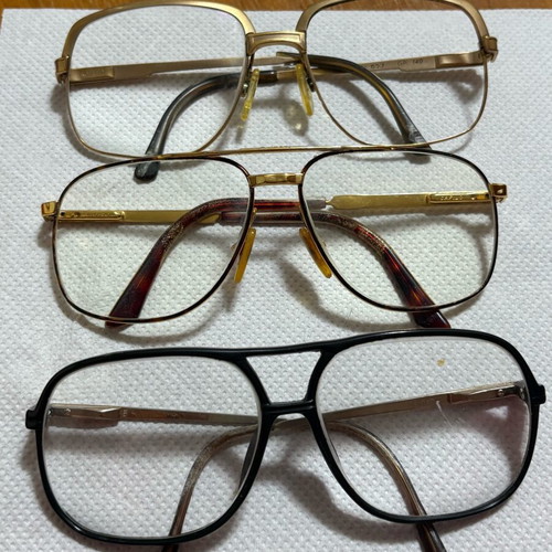 Glasses frames used, vintage, set of three