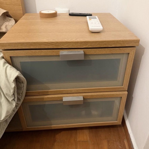 Malme Ikea Double Bed 160x200 with Klinostrom Mattress and Nightstand like new
