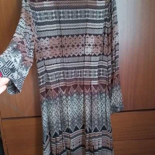 Mango dress L like new, brown with geometric patterns