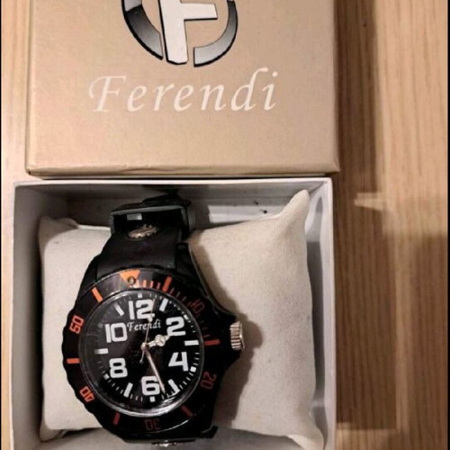 Ferendi men's watch like new, black with rubber strap