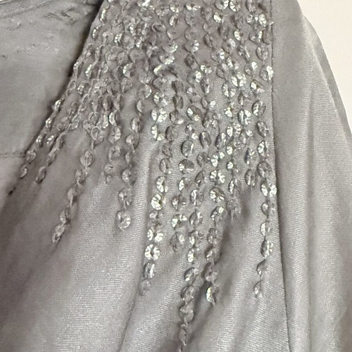 Noa Noa gray silk blouse with shoulder embroidery, like new, size S