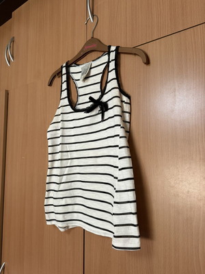 Bershka sleeveless striped top used, size S, black and white