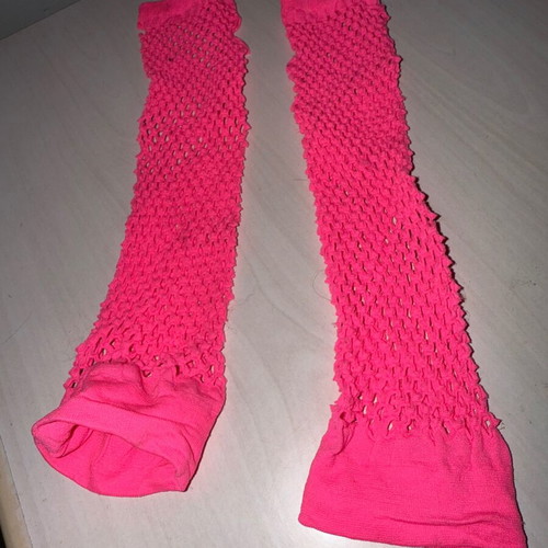 Pink fishnet gloves in excellent condition