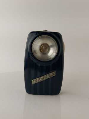 Old Bulgarian Svetlina Blue Metal Flashlight used