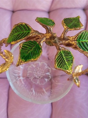 Κρυστάλλινη φοντανιέρα μεταχειρισμένη με μεταλλικά στοιχεία vintage