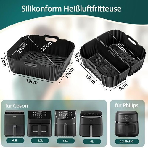 Airfryer accessories set for Cosori and Philips 6.2 l with silicone molds and grill rack