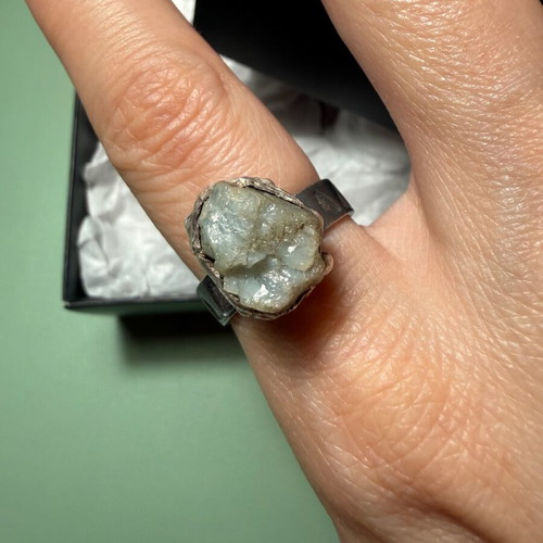 Handmade silver 925 ring with aquamarine used