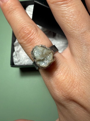 Handmade silver 925 ring with aquamarine used