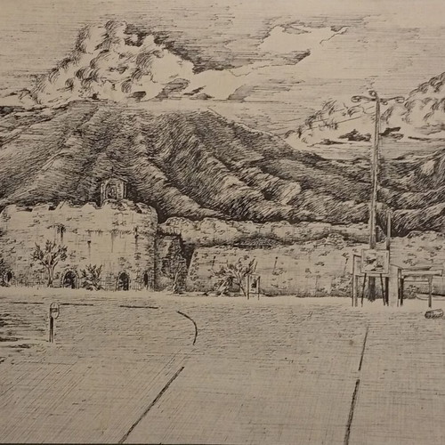Ink drawing on paper artwork used, signed by artist