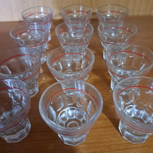 Vintage liqueur or ouzo glass set like new, 11 pieces
