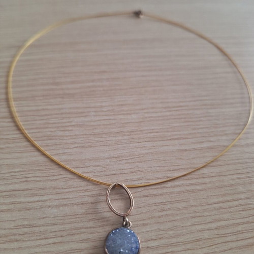 Minimal Blue Necklace with Glitter Effect like new