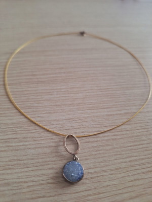Minimal Blue Necklace with Glitter Effect like new