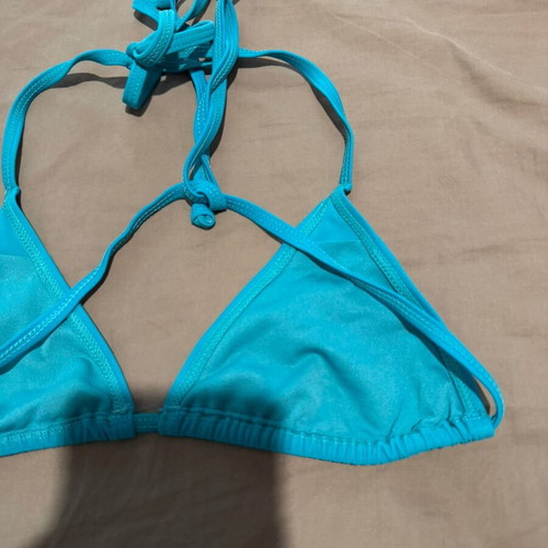 Bikini top triangle turquoise tied S-M like new