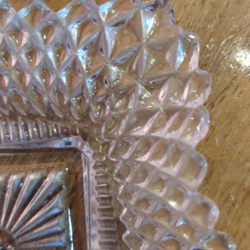 Vintage glass dessert plates set, 1 large 3 small