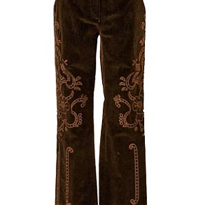 DOLCE & GABBANA embroidered brown corduroy trousers