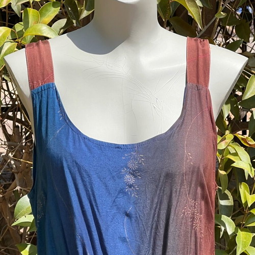Dress L used, summer, two-tone blue-brown from Italy