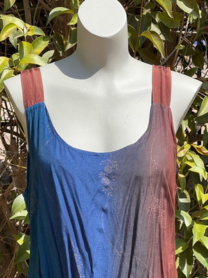 Dress L used, summer, two-tone blue-brown from Italy