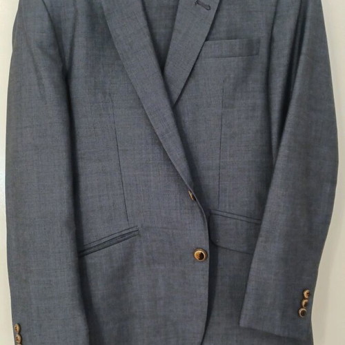 Bespoke Suit 100% English Moher like new, blue-gray