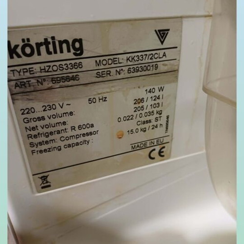 Korting refrigerator freezer like new, fully functional