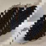  Χειροποίητη πλεκτή τσάντα crochet, Σκούρο μπλε