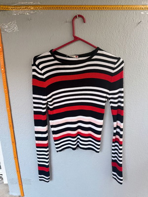 Dilvin striped knitted blouse with long sleeves new, red and black