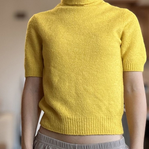 H&M short-sleeve knitted top like new, size S, yellow