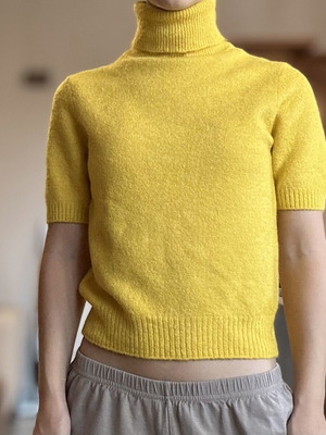 H&M short-sleeve knitted top like new, size S, yellow