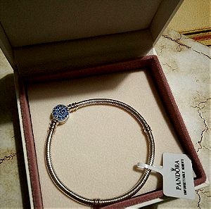 ΠΡΟΣΦΟΡΑ Τελευταία κομμάτια Βραχιόλι Pandora 925 ale 18cm ασημενιο με κούμπωμα μπλε ζιργκον