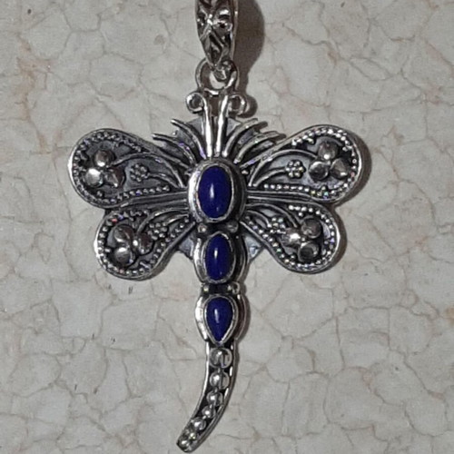 Dragonfly pendant 925 with lapis lazuli new