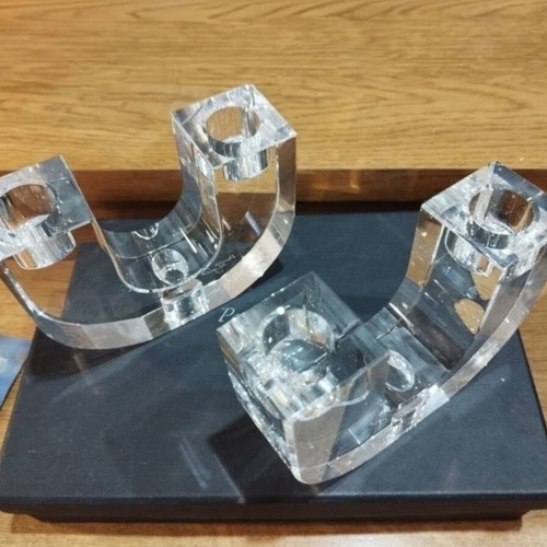Holfeuer Crystal Design candle holders set of 2, new