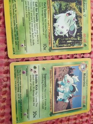Pokemon card Nidoran female και Nidorina μεταχειρισμένα, τιμή μαζί