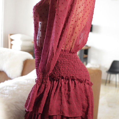 Spring summer burgundy dress new, size S
