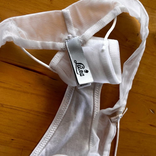 Luna white string underwear new, small