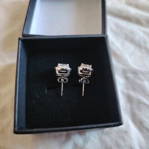Silver Moissanite 2ct Halo Design Earrings new with 2 certificates