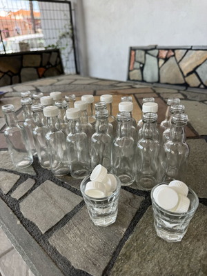 Γυάλινα μπουκαλάκια 50 ml με καπάκια, σετ 25