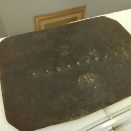 Metal Drami or Plate with Stamp used