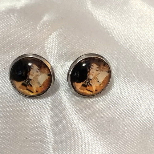 Stud earrings "The Kiss" Klimt new, gold multicolor